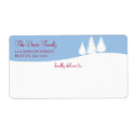 Snowy white landscape pine trees shipping address label