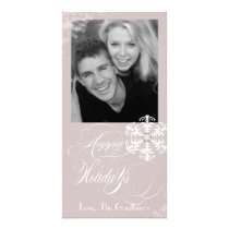 Snowy Winter Dusty Rose Holiday Photo Card