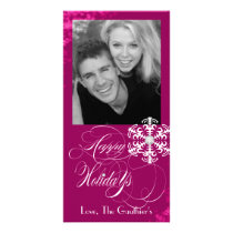 Snowy Winter Hot Pink Holiday Photo Card