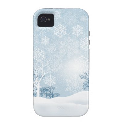 Snowy Winter - ice blue designer Case-Mate iPhone 4 Cases