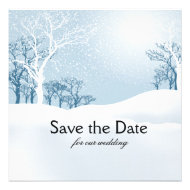 Snowy Winter Save the Date ice blue Personalized Invites