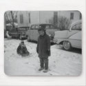 Snowy winter scene little girls mousepads by bonnievoyage Snowy winter scene little girls mousepads