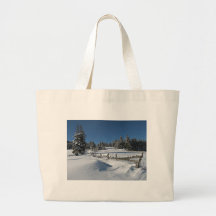 Snowy Winter Scene Tote Bags