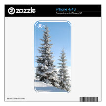 Snowy Winter Scene with Christmas Trees iPhone 4S Skin
