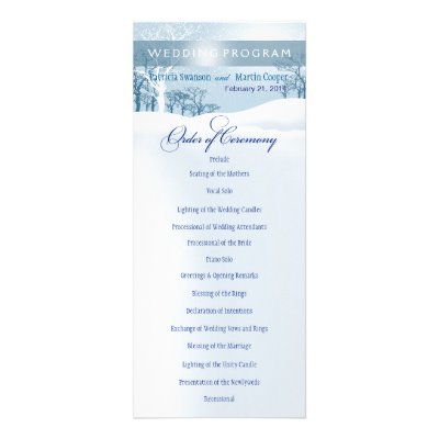 Snowy Winter Wedding Program ice blue Personalized Announcements