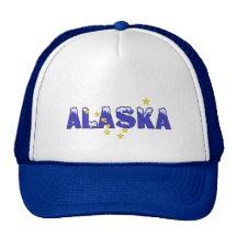 SNOWY WORD ALASKA TRUCKER HAT
