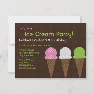 So Cool Ice Cream Party Invitation - 4.25 x 5.5 invitation