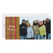 So Cute Red Plaid Merry Christmas Personalized Photo Card
