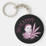 So Happy Retro Guy W/ Pot Leaves & Pipe Pink Keychains
