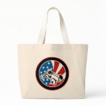 Soap box derby car with stars and stripes tote bags