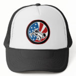 Soap box derby car with stars and stripes mesh hat