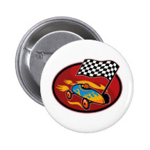 Soap box derby racing with race flag pins