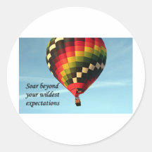 Soar beyond your wildest expectations: balloon 1 round stickers