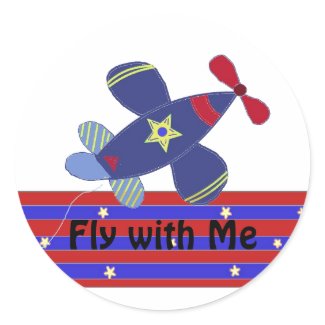 Soaring Airplane Round Sticker