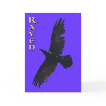 Soaring Black Raven Greeting Card