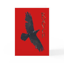 Soaring Black Raven Greeting Card