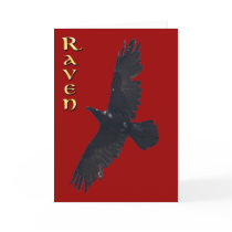 Soaring Black Raven Greeting Card