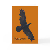 Soaring Black Raven Greeting or Note Card