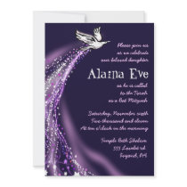 Soaring Dove Bat Bar Mitzvah Invitation purple