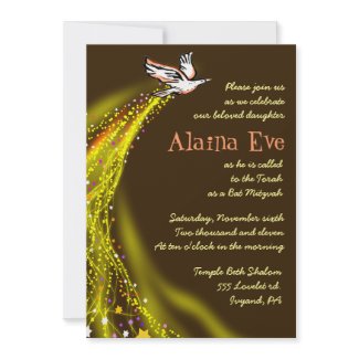 Soaring Dove Bat Bar Mitzvah Invitation yellow invitation