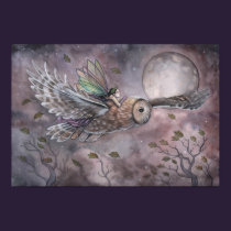 Soaring Fairy and Owl Fantasy Art Poster posters