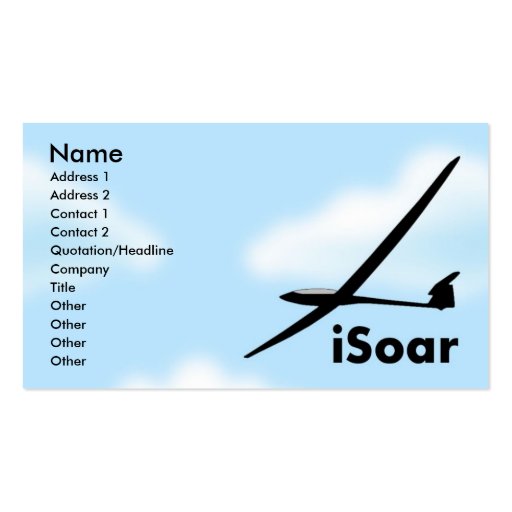 Soaring Gliding Sailplane Glider Business Card (front side)