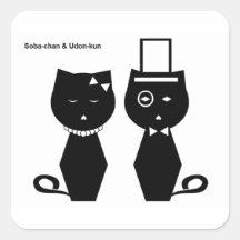 Soba-chan & Udon-kun Square Sticker