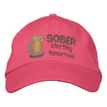 Sober Starting Tomorrow Embroidered Baseball Caps