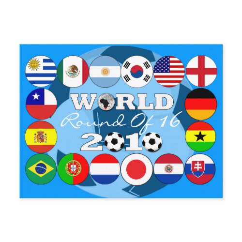Soccer 16 Team Flags Postcard World Cup postcard