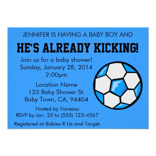 Soccer Baby Shower Invitation, Customizable (front side)