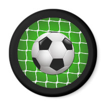 SOCCER BALL AND GOAL NET REFRIGERATOR MAGNET