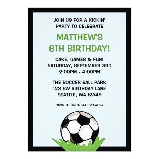 Soccer Ball Birthday Party Invitations (front side)