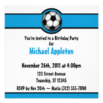 Soccer Ball Blue Birthday Invitations