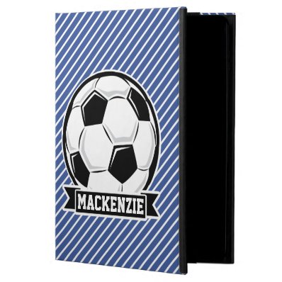Soccer Ball, Blue & White Stripes, Sports iPad Air Cover