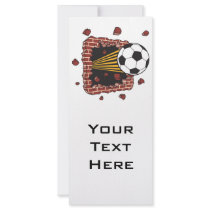 soccer ball breaking through bricks rack card design