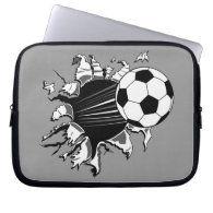Soccer Ball Busting Out Laptop Computer Sleeves