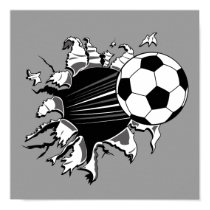 Soccer Ball Busting Out Print