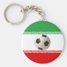 Soccer ball center of Iranian flag Key Chains