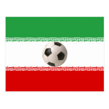Soccer ball center of Iranian flag Postcards
