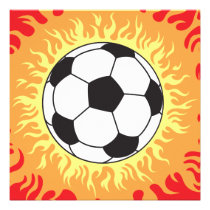 soccer ball flames design invitations