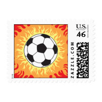 soccer ball flames design postage