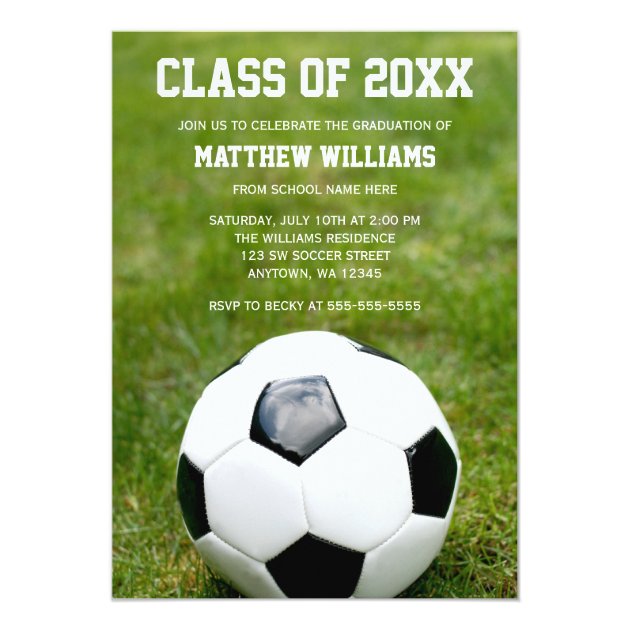 Soccer Ball Graduation Party Announcement (front side)