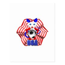 Soccer ball held by mouse that roared postcard