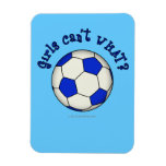 Soccer Ball in Blue Rectangle Magnet