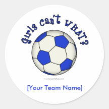 Soccer Ball in Blue Round Sticker