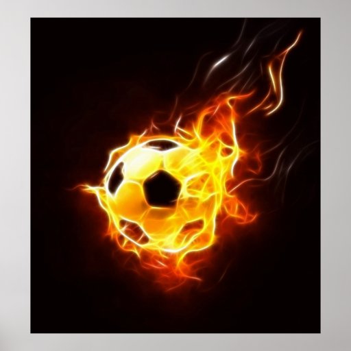 Soccer Ball In Flames Poster Zazzle