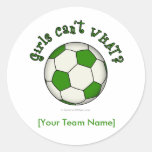 Soccer Ball in Green Round Sticker
