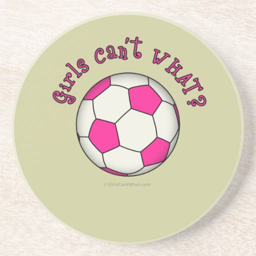 Soccer Ball in Pink Beverage Coaster