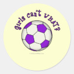 Soccer Ball in Purple Round Sticker