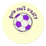 Soccer Ball in Purple Round Sticker